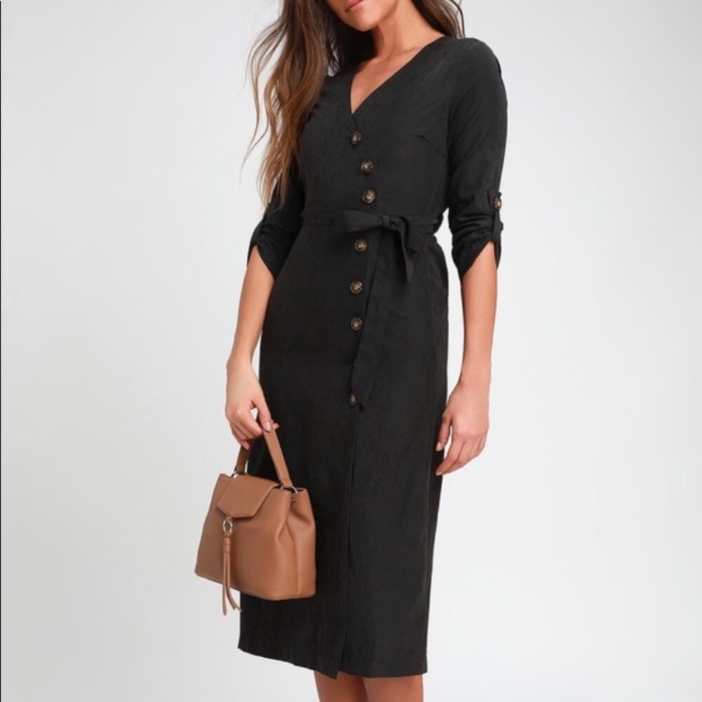 Lulus Pull Me Close Button-Up Midi Dress